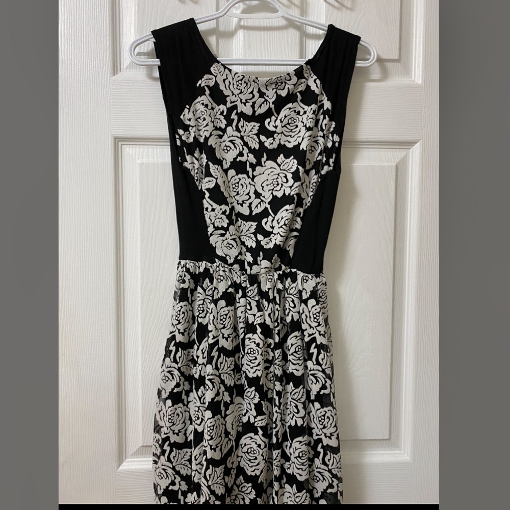 Black and white lace tea dress